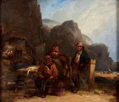 William Shayer (1787-1879) - Fisherfolk on the Coast, signed...
