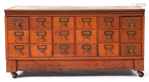Vintage Office Equipment. An oak chest of eighteen index dra...