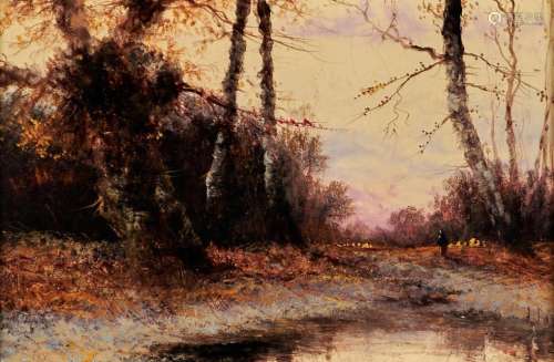 J Fox (FL late 19th century) - Woodland Scenes at Sunrise an...