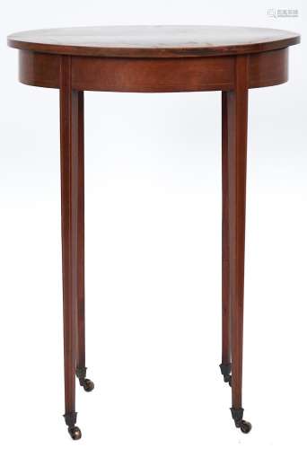 An Edwardian oval mahogany and satinwood occasional table, w...