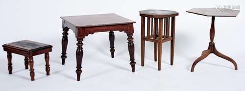 An Edwardian mahogany tiled top octagonal plant stand, c1905...