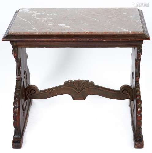 A Continental rectangular walnut table, late 19th c, in 17th...