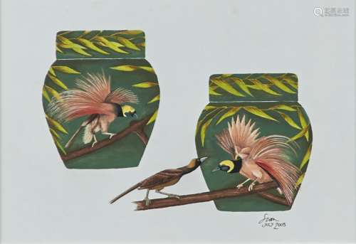 Sian Leeper (1970-) - Bird of Paradise, design for Moorcroft...