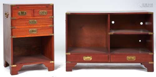 A reproduction brass bound teak 'campaign' chest, the square...