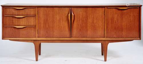 A vintage teak veneered sideboard, c1970's, the rectangular ...