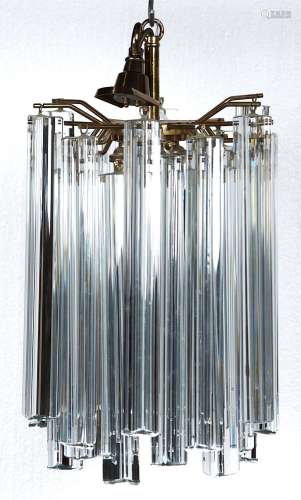 A modernist glass hanging light, c1970, with twenty four str...