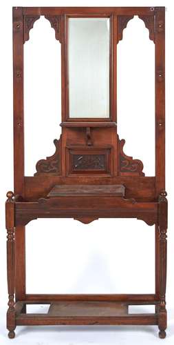 An Edwardian walnut hall stand, 191cm h, 91cm l Lacks hooks ...