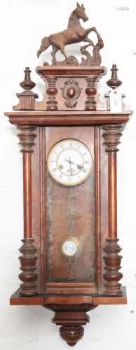 A walnut Vienna wall clock, c1900, with painted composition ...