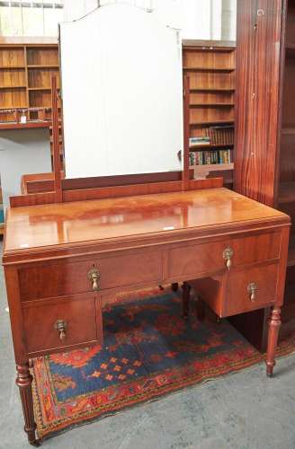 A two piece mahogany bedroom suite, 1920's, the chest of dra...