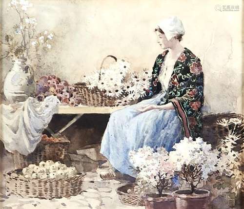 Percy Lancaster RI (1878-1951) - A Flower Seller, signed wit...