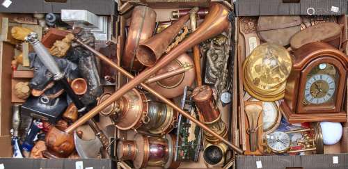 Miscellaneous copper and brass ware, to include ship's lante...