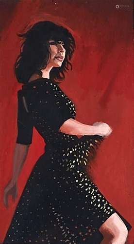 Modern British School - The Black Dress, oil on board, 23 x ...