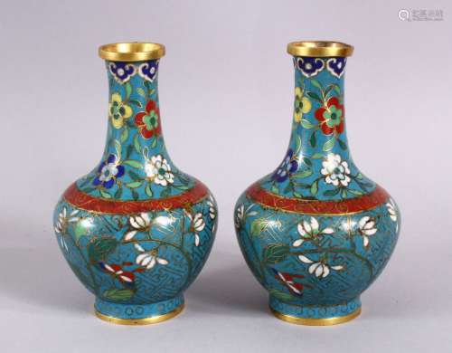 A PAIR OF 19TH / 20TH CENTURY CHINESE CLOISONNE VASES, with ...