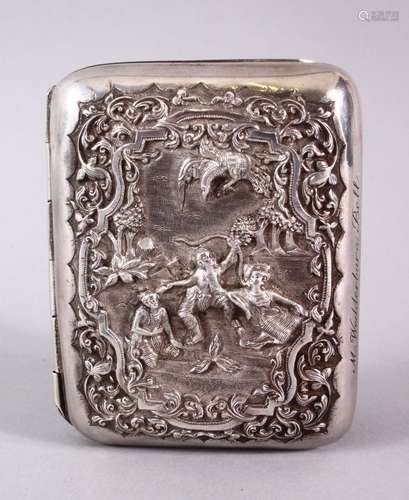 A 19TH CENTURY BURMESE SILVER CIGARETTE BOX, with moulded re...