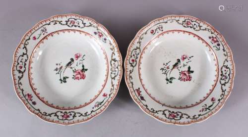 A PAIR OF OF 18TH CENTURY CHINESE EXPORT FAMILLE ROSE DISHES...