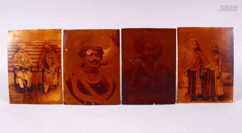 FOUR 19TH CENTURY PHOTOGRAPHS OF MAHARAJAS, 13.5cm x 10cm.