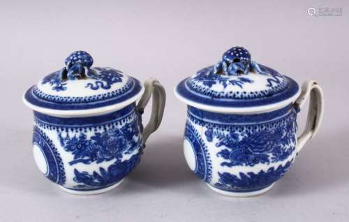 A PAIR OF 18TH CENTURY CHINESE FITZHUGH PATTERN BLUE & WHITE...