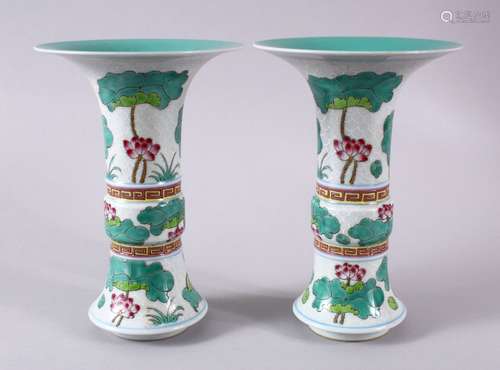 A PAIR OF CHINESE DOUCAI DECORATED FLARED RIM PORCELAIN VASE...