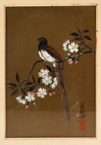A GOOD CHINESE PAINTING OF A BIRD, In Japanese style, upon a...