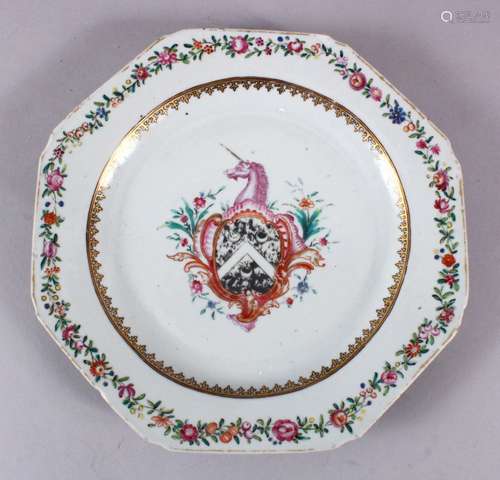 AN 18TH CENTURY QIANLONG CHINESE AMILLE ROSE ARMORIAL PORCEL...