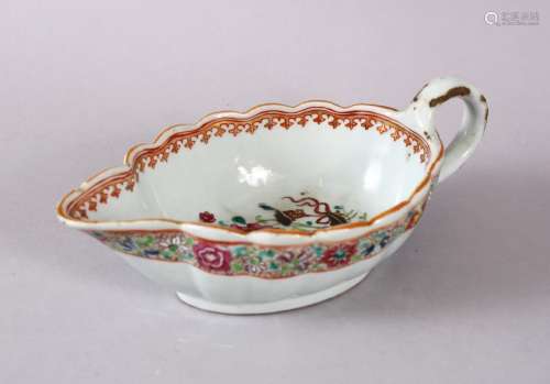 AN 18TH CENTURY CHINESE EXPORT FAMILLE ROSE PORCELAIN SAUCE ...