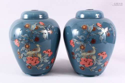 A PAIR OF CHINESE GLASS DECORATIVE REVERSE & OVER PAINTED PE...