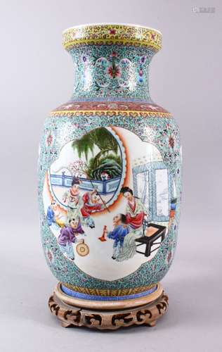 A GOOD CHINESE REPUBLIC FAMILLE ROSE PORCELAIN LANTERN VASE ...