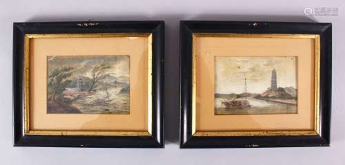 A PAIR OF 19TH CENTURY CHINESE NAUTICAL THEME PAINTING ON RI...