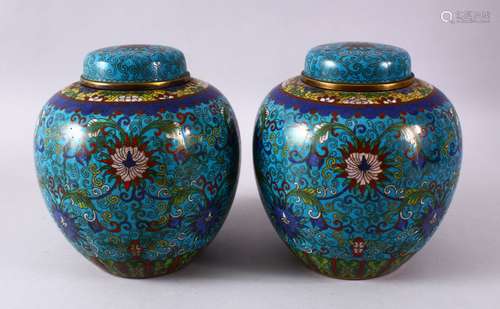 A PAIR OF 19TH / 20TH CENTURY CHINESE CLOISONNE GINGER JARS ...