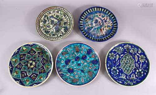 A COLLECTION OF 5 JERUSALEM PALESTINIAN POTTERY PLATES, each...