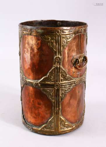 A 19TH CENTURY INDIAN COPPER & METAL MOUNTED WINE COOLER OR ...