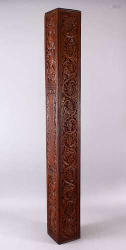 A GOOD LARGE 19TH CENTURY INDIAN OR SRI LANKAN CARVED WOOD P...