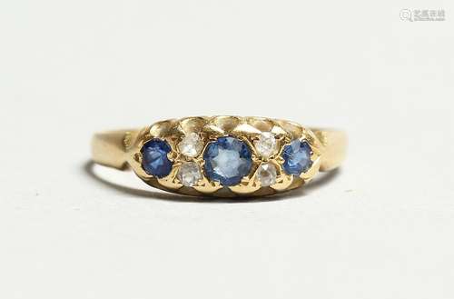 AN 18TH CENTURY DIAMOND AND SAPPHIRE RING