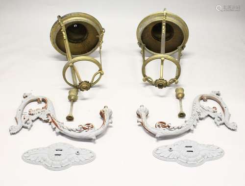 A VERY GOOD PAIR OF GILDED CAST BRONZE LANTERNS with cast ir...