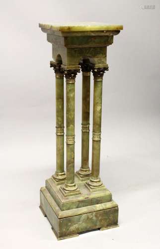 A VERY GOOD LATE 19TH CENTURY ONYX AND ORMOLU PEDESTAL, the ...