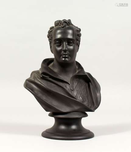 A WEDGWOOD BLACK BASALT BUST OF BYRON. Impressed WEDGWOOD & ...