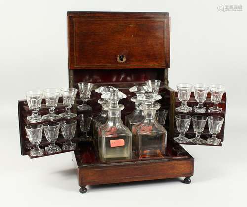 A 19th CENTURY ROSEWOOD DRINKS BOX with brass lines opening ...