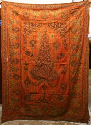A FINE 19TH CENTURY INDO PERSIAN EMBROIDERED TEXTILE, with s...