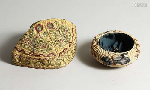 A FINELY EMBROIDERED HAT AND A BOWL