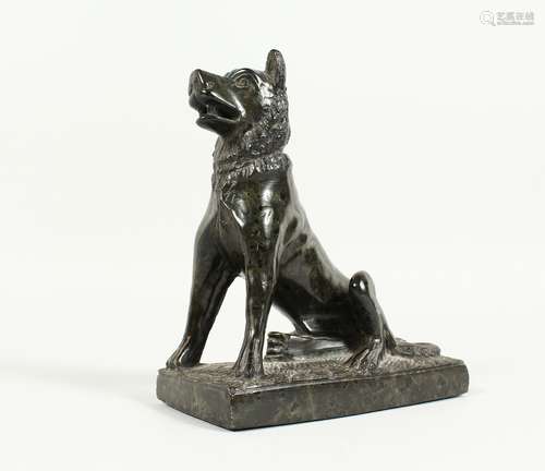 A GRAND TOUR CARVED SERPENTINE DOG 5.5ins high