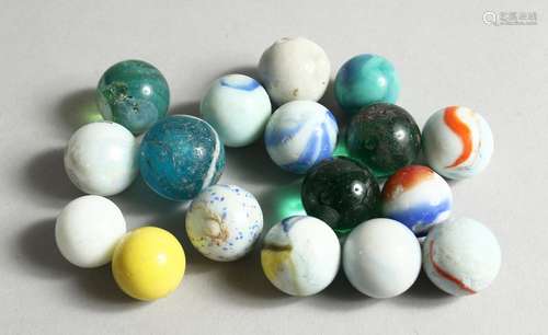 A COLLECTION OF TWENTY VARIOUS COLOURED MARBLES 2cm