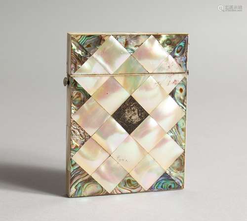 A VICTORIAN MOTHER OF PEARL CALLING CARD CASE.