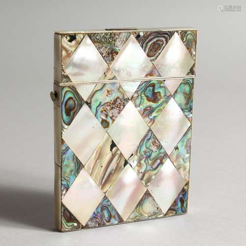 A VICTORIAN MOTHER OF PEARL CALLING CARD CASE.