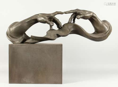 AN ABSTRACT BRONZE AFTER MICHAELANGELO'S CREATION OF ADAM, o...