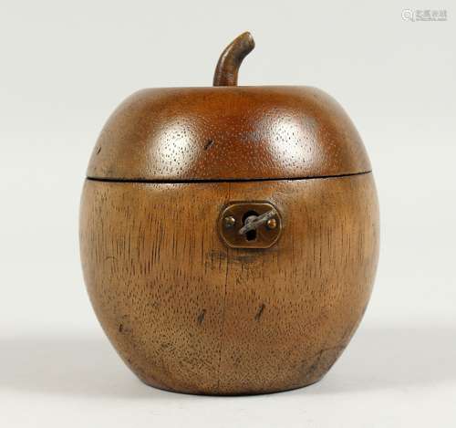 A GOOD APPLE WOOD TEA CADDY 4.5ins high.