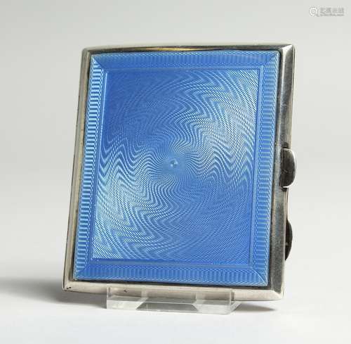 A TWO SIDED BLUE ENAMEL AND SILVER CIGARETTE CASE Birmingham...