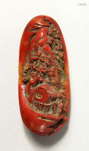 CHINESE CARVED PEBBLE 4ins.