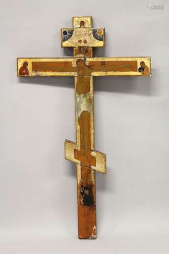 A LARGE 18th / 19th CENTURY RUSSIAN ORTHODOX PAINTED WOODEN ...