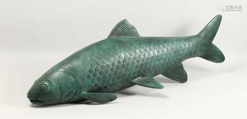 A LARGE BRONZE CARP 38ins long