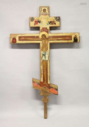 A LARGE 18th / 19th CENTURY RUSSIAN ORTHODOX PAINTED WOODEN ...